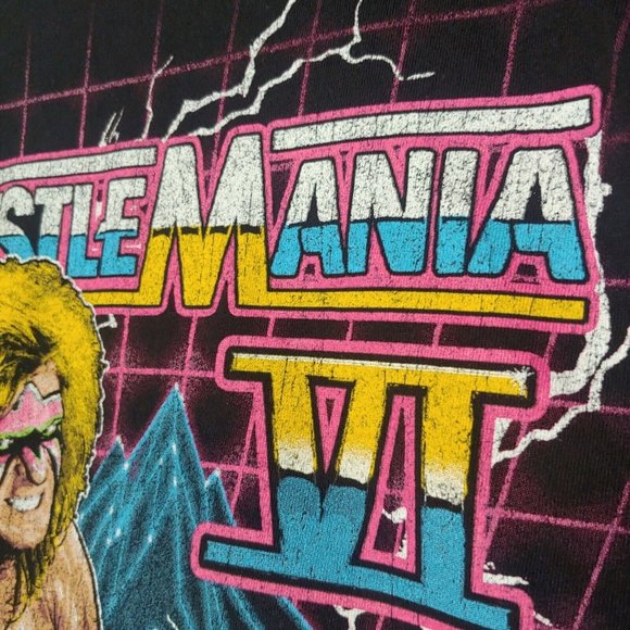 Wrestlemania VI Mens 2X T Shirt Black Short Sleeve Macho Man Jake The Snake - Picture 3 of 6